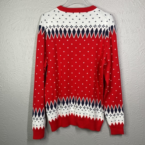 CHARTER CLUB Mens Red Patterned Crew Neck Cotton Blend Pullover Sweater … - Picture 9 of 9